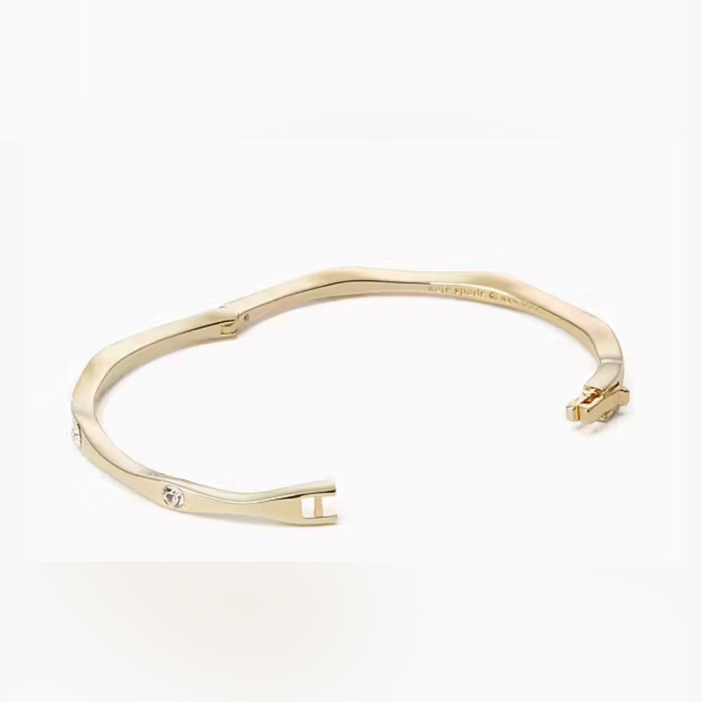 kate spade NWOT Heavy Metals Crystal Hinged Bangle Set - Rose Gold & Silver - Picture 4 of 4